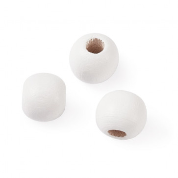 lesene perle, okrogle, bela, 10x9 mm, luknja 3,5 mm, cca 100 kos