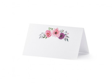 kartica za sedežni red, bela - rože, 9.5x5.5 cm, 1 kos