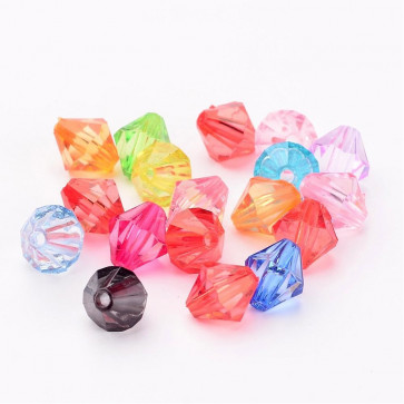 plastične perle, bikoni 10 mm, mix, velikost luknje: 1.5 mm, 100 kos