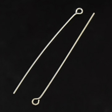 igla za perle z zanko 5 cm, srebrna b., 10 kos