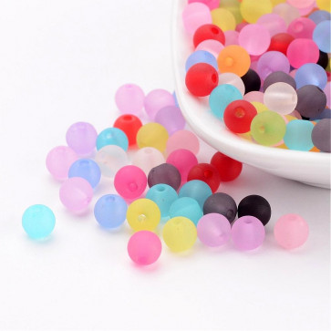 plastične perle, okrogle 6 mm, mix, velikost luknje: 1 mm, 300 kos