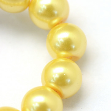 steklene perle, okrogle 8-9 mm, rumeno zlata, 1 niz - 105 kos