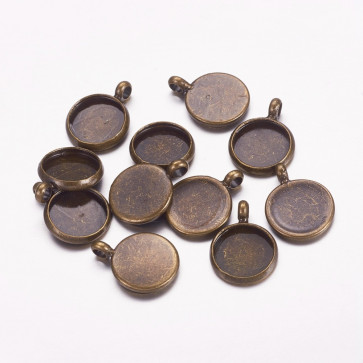 osnova za obesek - medaljon 12x2mm, antik, brez niklja, velikost kapljice: 10 mm, 1 kos