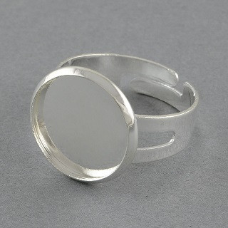 osnova za prstan za kapljico 16 mm, premer nastavljivega obročka: 18 mm, srebrne b., 1 kos