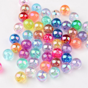plastične perle, okrogle 8 mm, ab mix, velikost luknje: 1,5 mm, 100 kos