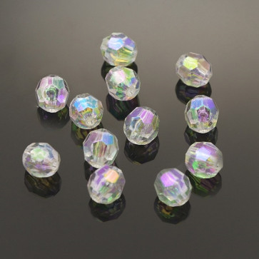 plastične perle, "nepravilno" okrogle 8 mm, AB Transparent, 100 kos
