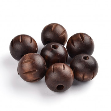 lesene perle, okrogle 25 mm, velikost luknje: 5,5 mm,barva kave, 10 kos