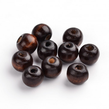 lesene perle okrogle 12x10.5 mm, rjave, velikost luknje: 3 mm, 100 kos