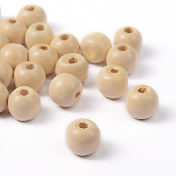 lesene perle okrogle 12x10.5 mm, beige, velikost luknje: 3 mm, 100 kos