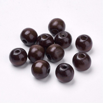 lesene perle okrogle 19~20x17.5~18mm, temno rjave, 20 kos