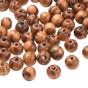 lesene perle, okrogle 8x7 mm, velikost luknje: 2.5 mm, rjave, 100 kos