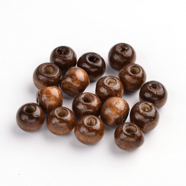 lesene perle okrogle 9x7.5 mm, rjave, velikost luknje: 2 mm, 200 kos