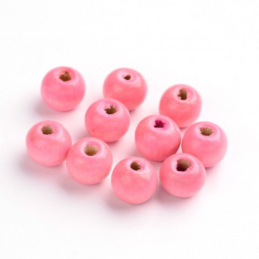 lesene perle okrogle 9x7.5 mm, roza, velikost luknje: 2 mm, 200 kos