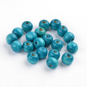 lesene perle okrogle 9x7.5 mm, sv. modre, velikost luknje 2 mm, 200 kos