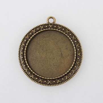 osnova za obesek - medaljon 44x30x2mm, antik, brez niklja, velikost kapljice: 30 mm, 1 kos