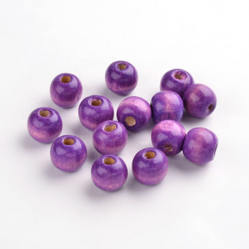 lesene perle okrogle 11x12 mm, vijola, velikost luknje: 4 mm, 100 kos