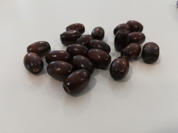 lesene perle, ovalne 12x8 mm, t. rjave, 100 kos