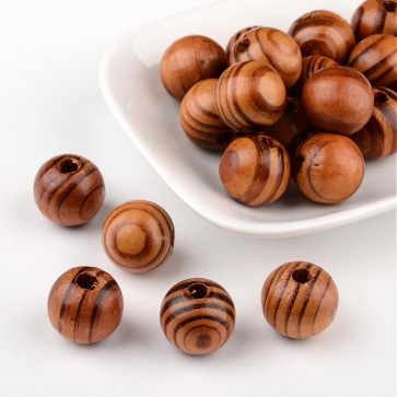 lesene perle okrogle 16x15 mm, rjave, velikost luknje: 4 mm, 20 kos