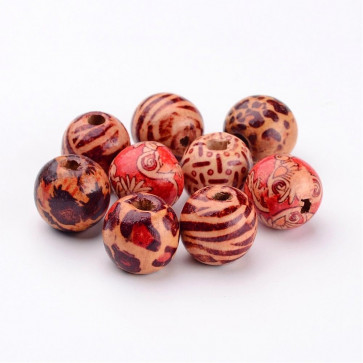 lesene perle, okrogle 16 mm, velikost luknje: 5 mm, mix, 50 kos