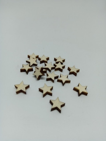 lesena kapljica/izrez - zvezda, cca 10 mm, naravna, 1 kos