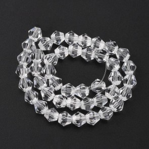 steklene perle - bikoni 6 mm, prozorne barve, 1 niz - cca 48 kos