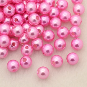 akrilne perle - imitacija biserov 10 mm, okrogle, hot pink, 50 g