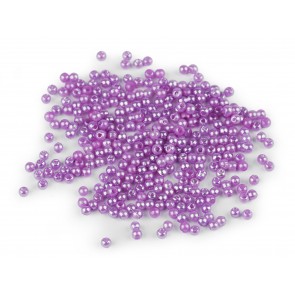 plastične perle, velikost: 3 mm, viola, 10 g