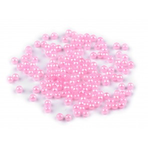 plastične perle, velikost: 3 mm, svetlo roza, 10 g