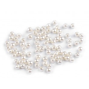 plastične perle, velikost: 4 mm, pearl, 10 g