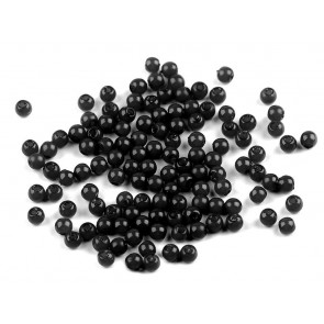 plastične perle, velikost: 4 mm, črne b., 10 g