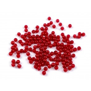 plastične perle, velikost: 4 mm, rdeče b., 10 g