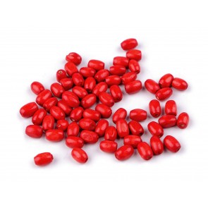 lesene perle, ovalne 5x8 mm, rdeče b., 50 gr