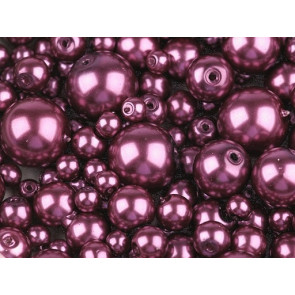 steklene perle - imitacija biserov, velikost: Ø4-12 mm, "Bordeaux" b., 50 g 