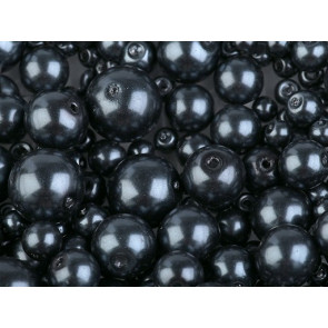 steklene perle - imitacija biserov, velikost: Ø4-12 mm, rjavo-vijolične b., 50 g