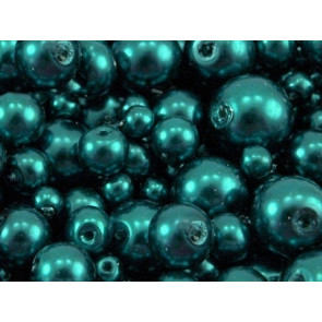 steklene perle - imitacija biserov, velikost: Ø4-12 mm, "teal" b., 50 g 