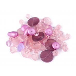 steklene perle mix, roza vijola, 50 g