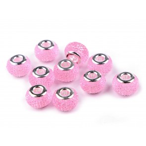 akrilne perle z veliko luknjo 9x14 mm, light pink, 1 kos