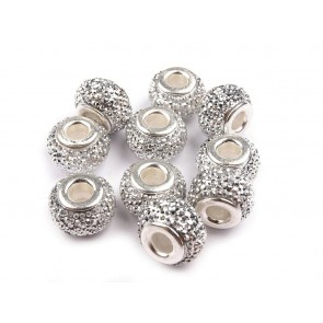 akrilne perle z veliko luknjo 9x14 mm, silver, 1 kos