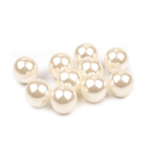 plastične perle - imitacija biserov, velikost: Ø12 mm, sv. krem b. , 50 kosov
