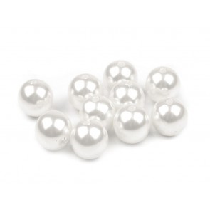 plastične perle - imitacija biserov, velikost: Ø12 mm, bele b. , 50 kosov