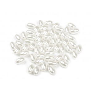 plastične perle 3x6 mm, bele F2, 10 g