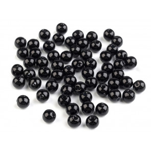 plastične perle - imitacija biserov, velikost: Ø6 mm, črne b., 50 g (ca. 300 kos)