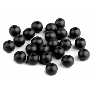 lesene perle okrogle 10 mm, črne, 50 g (cca 175 kos)
