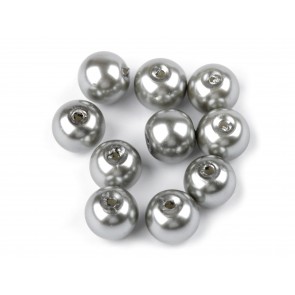 steklene perle - imitacija biserov, velikost: 8 mm, sive b., 50 g (ca.74-78 kos)
