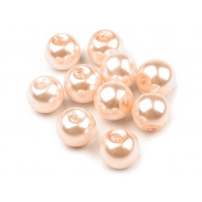 steklene perle - imitacija biserov, velikost: 8 mm, salmon, 50 g (ca.74-78 kos)