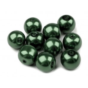 steklene perle - imitacija biserov, velikost: 8 mm, dark green, 50 g (ca.74-78 kos)