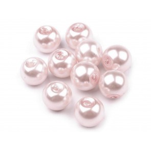 steklene perle - imitacija biserov, velikost: 8 mm, pale pink, 50 g (ca.74-78 kos)