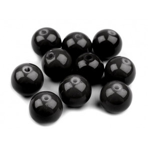 steklene perle - imitacija biserov, velikost: 8 mm, črne b., 50 g (ca.74-78 kos)