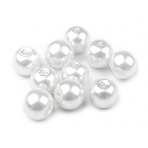 steklene perle - imitacija biserov, velikost: 8 mm, bela b., 50 g (ca.74-78 kos)