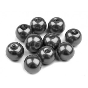steklene perle - imitacija biserov, velikost: 8 mm, t. sive b., 50 g (ca.74-78 kos)